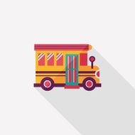 School Bus flat icon with long shadow eps10 N17