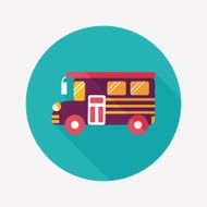 School Bus flat icon with long shadow eps10 N19