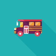 School Bus flat icon with long shadow eps10 N21