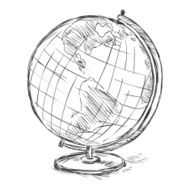 Vector Sketch School Geographical Globe