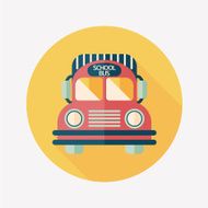 School Bus flat icon with long shadow eps10 N22