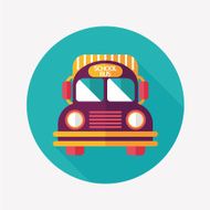 School Bus flat icon with long shadow eps10 N23