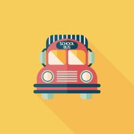 School Bus flat icon with long shadow eps10 N24