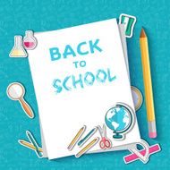 back to school abstract background of flat icons sticker concept N2