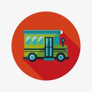 School Bus flat icon with long shadow eps10 N27