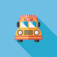 School Bus flat icon with long shadow eps10 N33