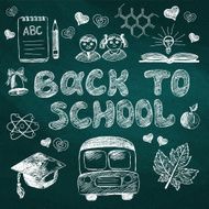 Welcome Back To School On Chalkboard With Icon Elements