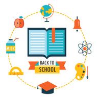 Back to school background with study theme icons N3