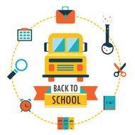 Back to school background with study icons School bus N2