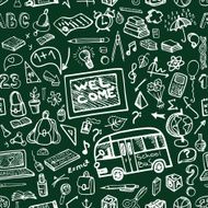 Back to School Supplies Sketchy chalkboard Seamless pattern