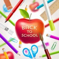 Back to school illustration - apple and stationery items