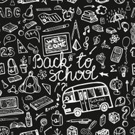 Back to School Supplies Sketchy chalkboard Seamless pattern N2