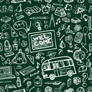 Back to School Supplies Sketchy chalkboard Seamless pattern N3