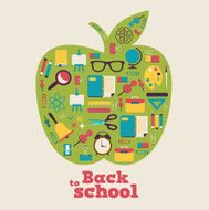 Back to school - background with apple and icons