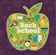 Back to school - background with apple and icons N2