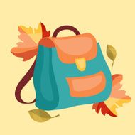 Book school backpack with autumn leaves