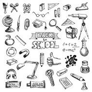 Back to School Supplies Sketchy Doodles with Lettering