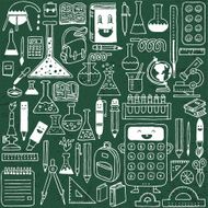 School supplies on blackboard Hand drawn vector illustration