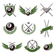 Billiards labels and icons set Vector N2