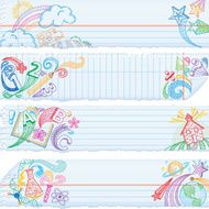 Torn Notebook Paper Banners &mdash; School Subjects