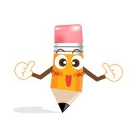 Pencil cartoon showing thump up N2
