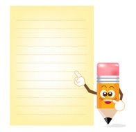 Pencil cartoon showing blank of paper