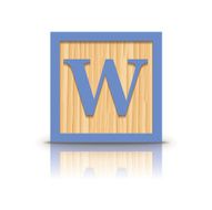 Vector letter W wooden alphabet block