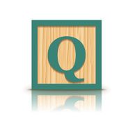 Vector letter Q wooden alphabet block