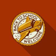 Welcome Back to school label with schoolbus