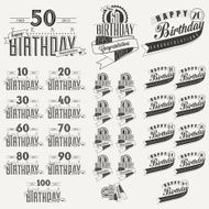 Retro Vintage style Birthday greeting card collection in calligraphic design N2