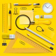 Yellow school supplies