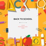 Back to school season sale template with school&#039;s supplies