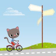 Kitten and Road Sign