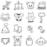 Baby goods in black and white - Illustration