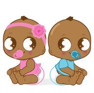 Cute African American baby girl and boy