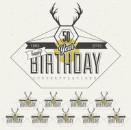 Retro Vintage style Birthday greeting card collection in calligraphic design N3