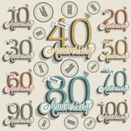 Retro Vintage style anniversary greeting card collection with calligraphic design N2