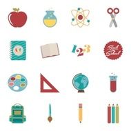 School supplies icons Vector Illustration