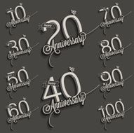 Retro Vintage style anniversary greeting card collection with calligraphic design N3