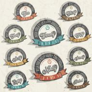 Anniversary sign collection and cards design in retro style N4