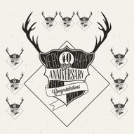 Retro Vintage style anniversary greeting card collection with calligraphic design N5