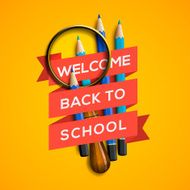 Welcome back to school on yellow background N2