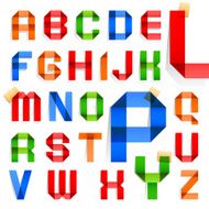 Font folded from colored paper - Roman alphabet