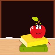 Back to school apple books and black board