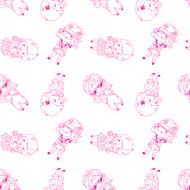 Seamless background with cute girls