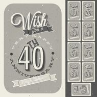 Anniversary sign collection and cards design in retro style N6