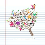Pencil tree shaped made with school
