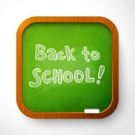 Vector wooden school board with green background