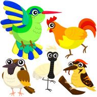five colorful cute birds N8