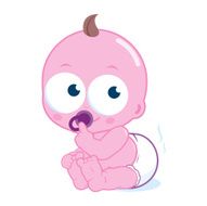 Cute baby in a dirty diaper
